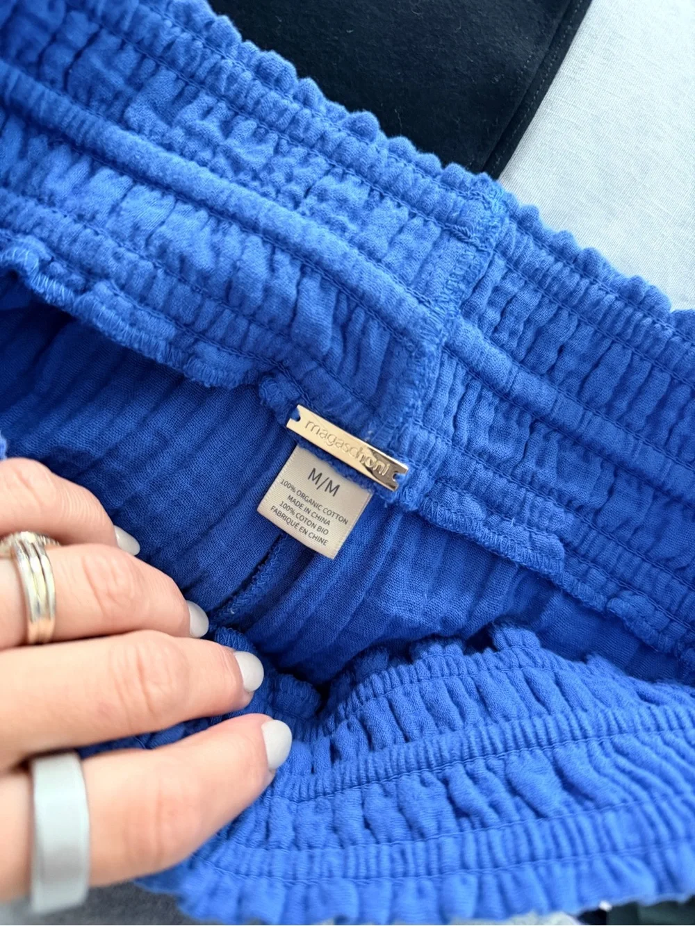 Magaschoni Blueberry Organic Cotton Gauze Wide Leg Pants NWT Medium